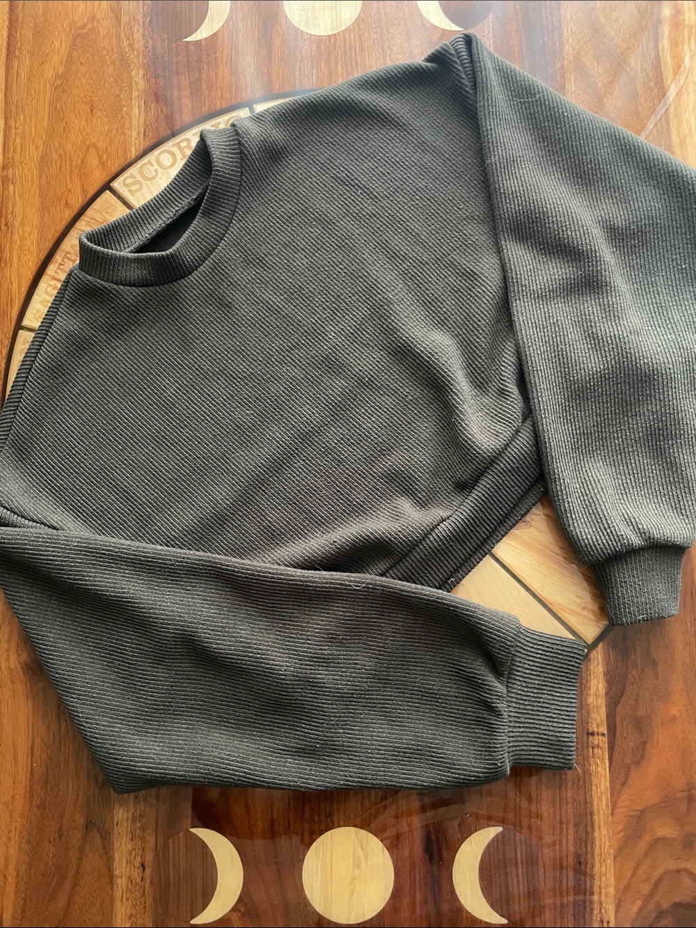 Cropped Dark Green Grandpa Sweater Casual Grunge